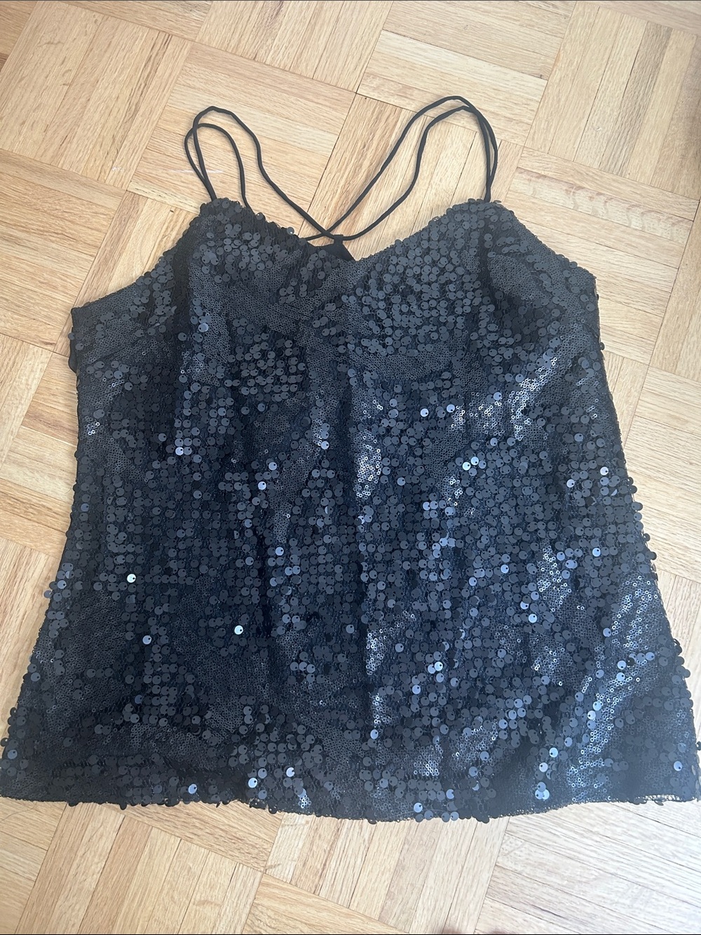 TCEC Black Sequin Camisole with Double Straps